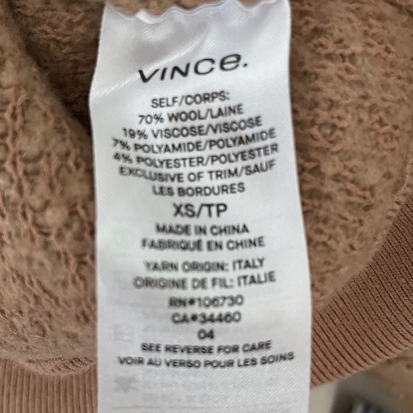 Vince Wool Boucle Knit Teddy Zip Front Bomber Jacket Sweater XS - Picture 9 of 10